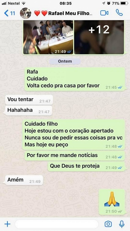 FILHO SOFRE ACIDENTE HORAS DEPOIS DE RECEBER ALERTA DA MÃE: ‘CORAÇÃO APERTADO’